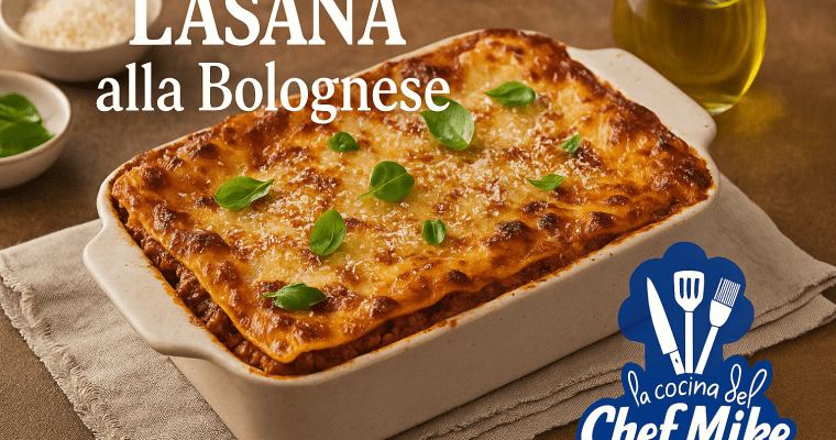 Lasaña alla Bolognese con espinacas y ricotta