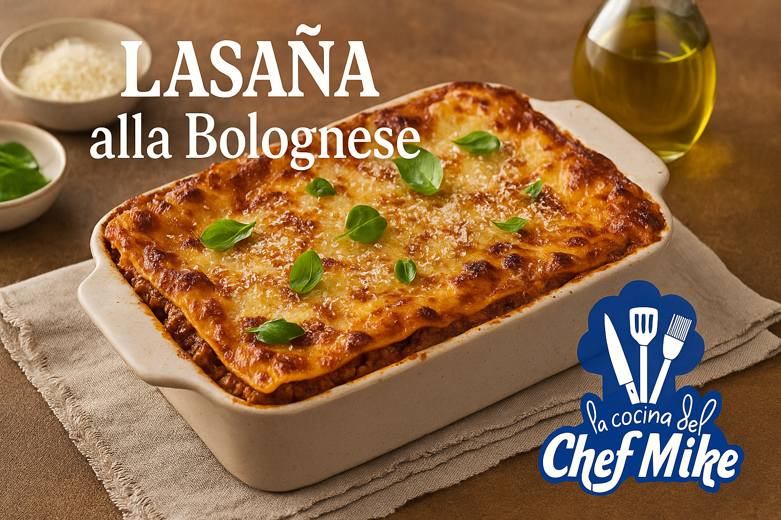 Lasaña alla Bolognese con espinacas y ricotta