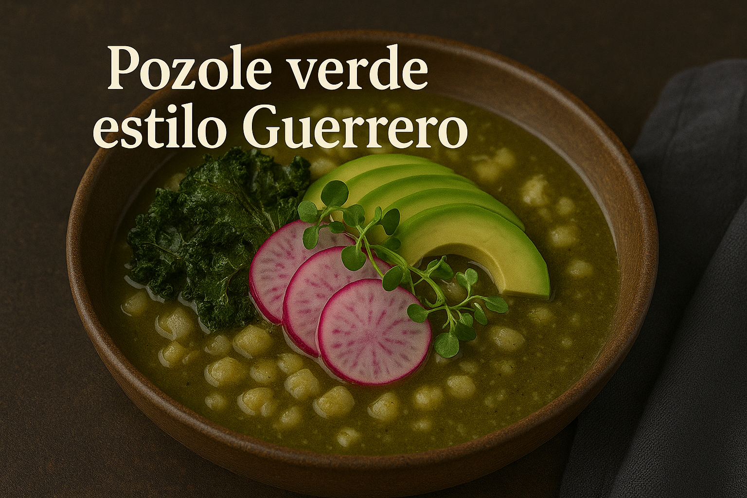 Pozole verde estilo Guerrero con toppings modernos