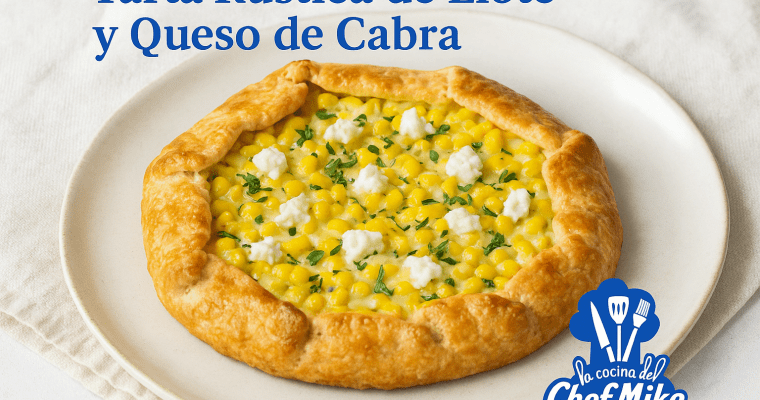 Tarta rústica de elote y queso de cabra